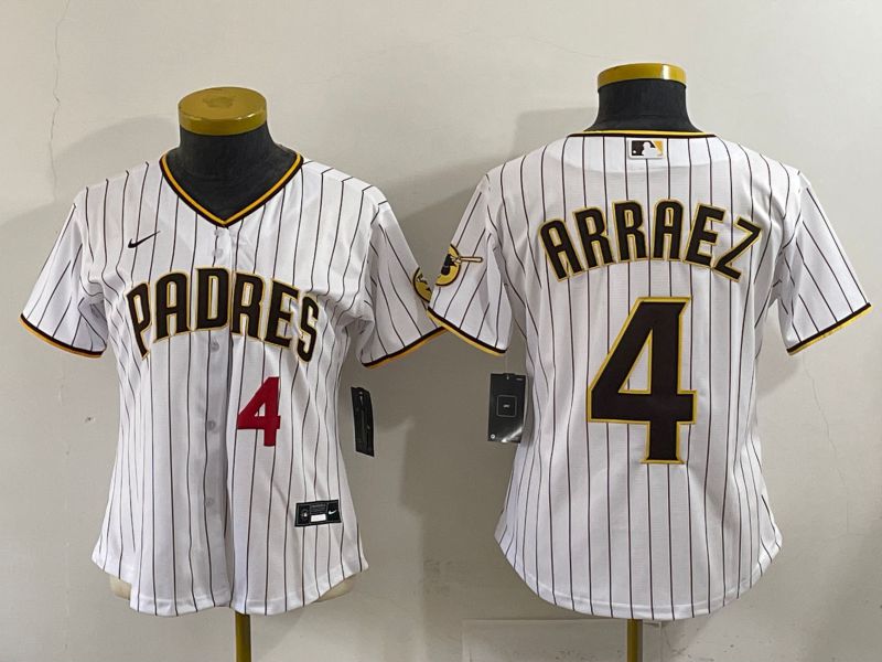Youth 2025 San Diego Padres 4 Arraez White Stripe Game Nike MLB Jersey style 6